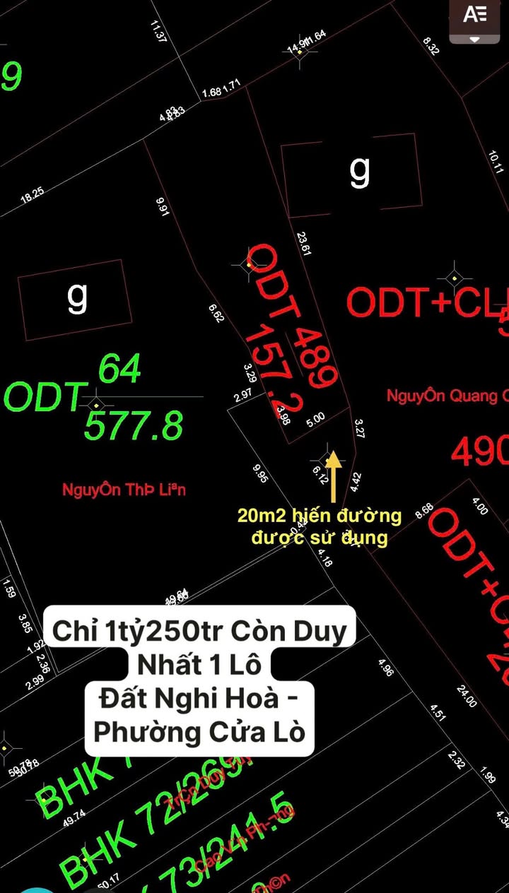 Đất Nghi Hoà - Vinh 157m² giá 1.25 tỷ - Cơ hội đầu tư hấp dẫn!