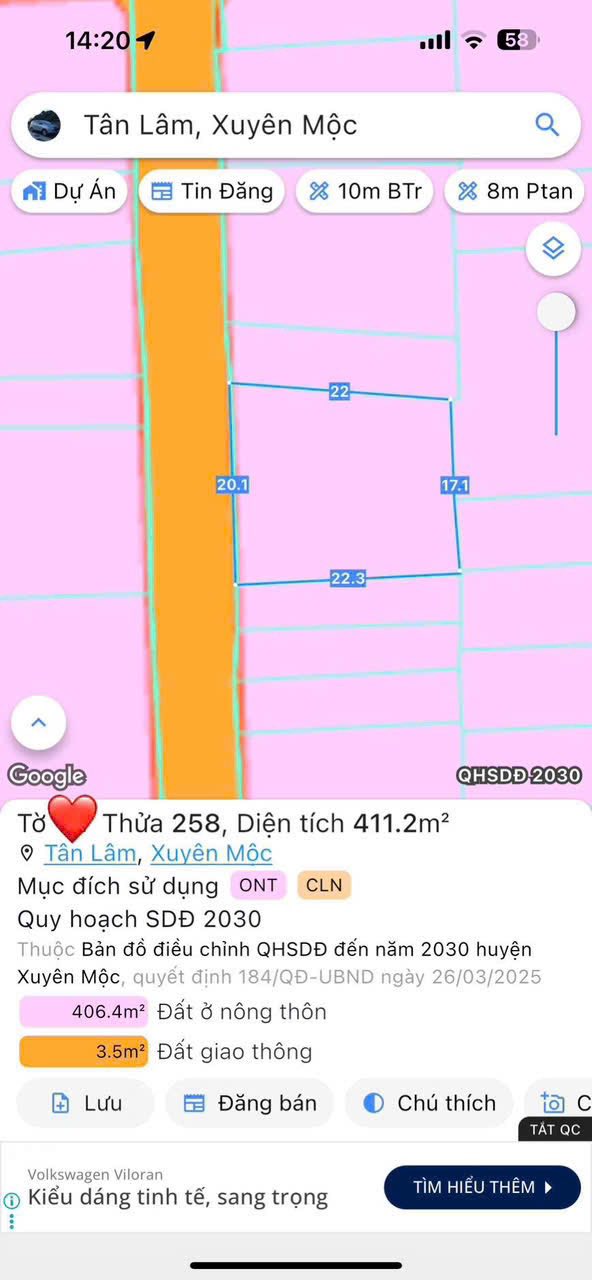 Đất nền Bàu Lâm 374m² giá 1.7 tỷ - Mặt tiền đường nhựa 8m, tiện ích đầy đủ!