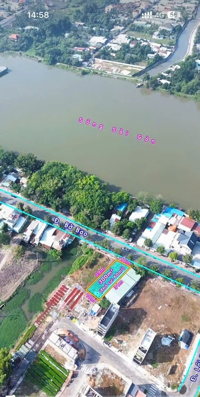 Đất mặt tiền đường Đê Bao Sông Sài Gòn, Lái Thiêu, 300m² giá 16.5 tỷ - Cơ hội đầu tư tuyệt vời!