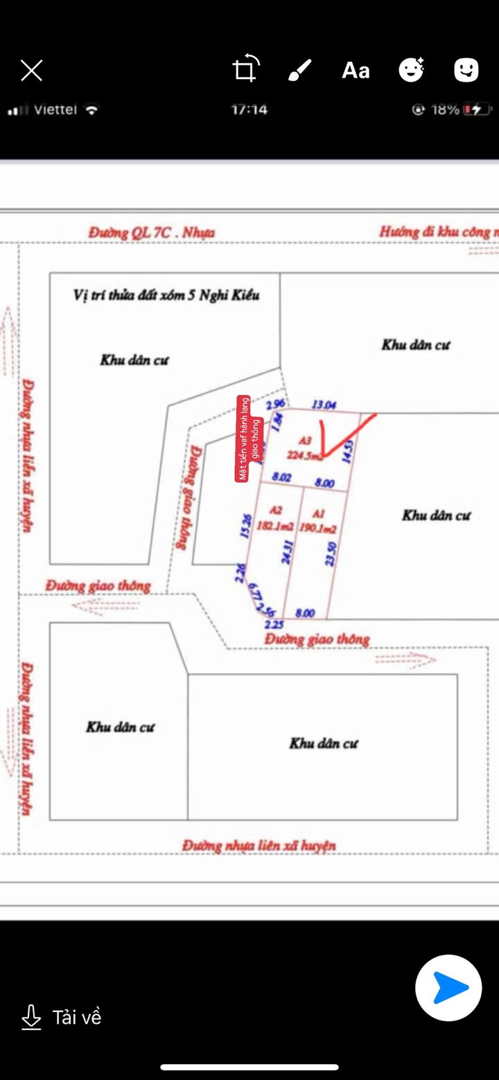 Đất Nghi Kiều Nghi Lộc 224m² chỉ 700 triệu - Đất thổ cư, vị trí đẹp