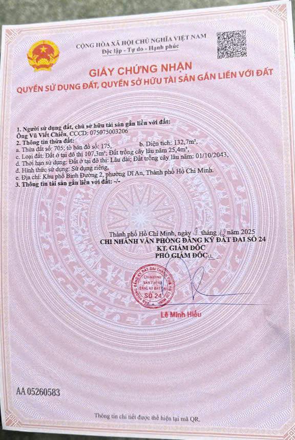 Lô đất 132m² tại Dĩ An giá 6,9 tỷ - Đầu tư sinh lời cao!