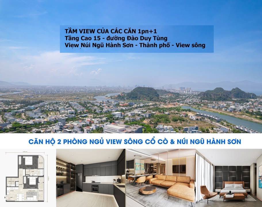Căn hộ 1PN view sông Cổ Cò, Ngũ Hành Sơn 60.5m² giá 3 tỷ - Vị trí vàng kết nối!