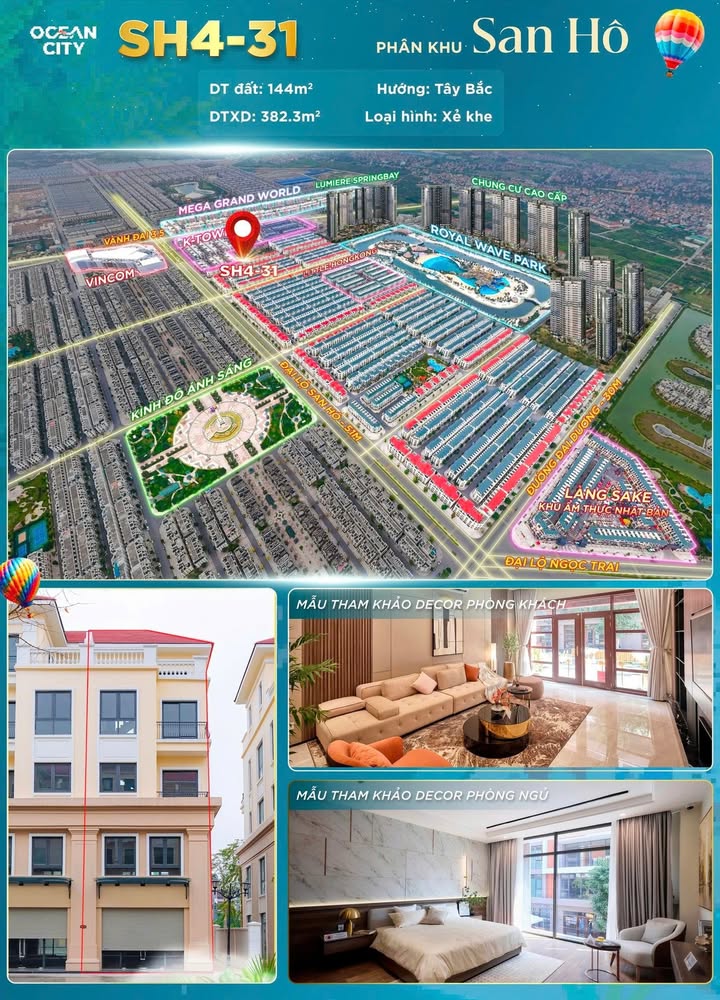 Shophouse San Hô 4 Văn Giang 144m² giá 25.9 tỷ - Mặt tiền 8m sầm uất!