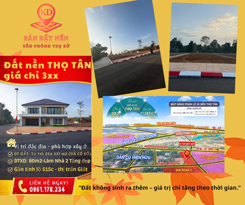 Đất nền thổ cư Thọ Tân, Triệu Sơn 110m² giá chỉ 325 triệu - Sổ đỏ chính chủ!