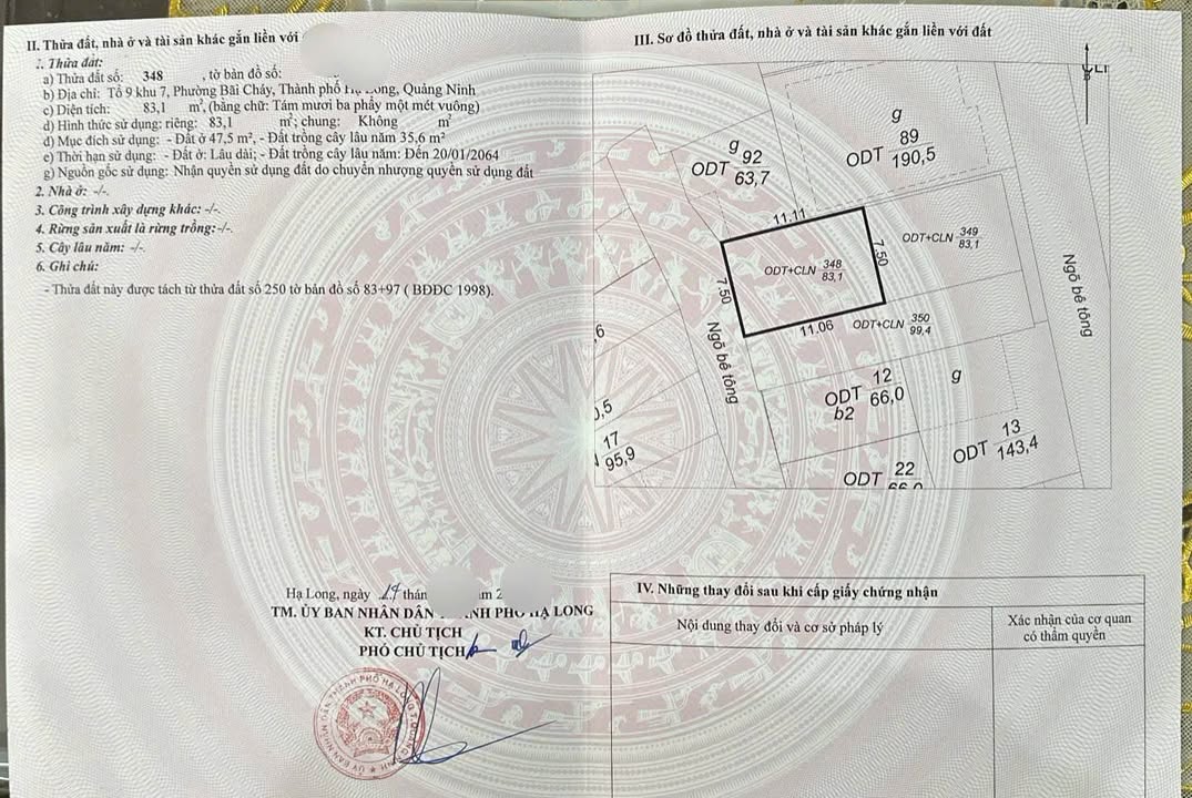 Đất nền Bãi Cháy, Hạ Long 83m² giá 2 tỷ - Sổ đỏ chính chủ, mặt tiền 7.5m