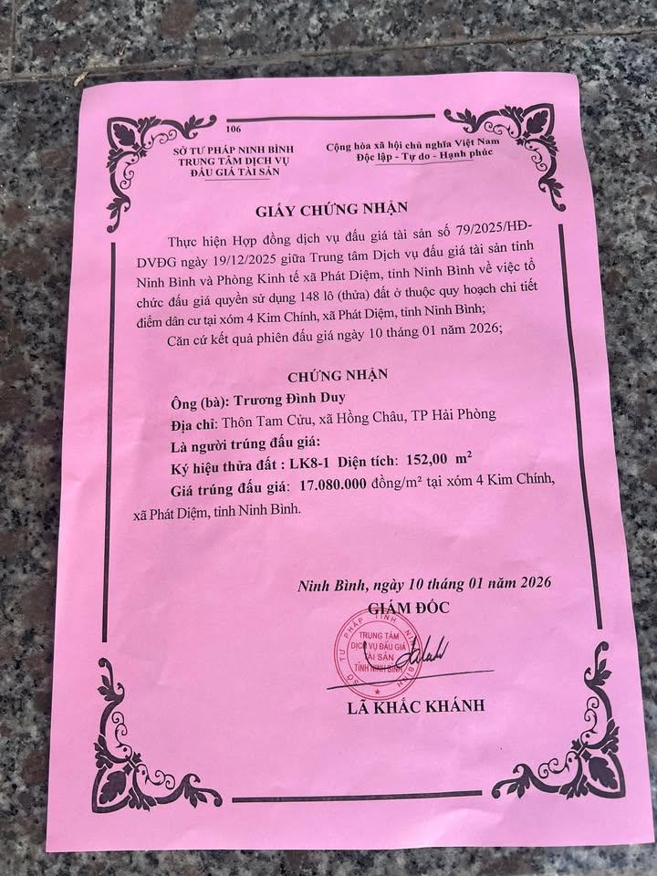 Đất nền Kim Chính, Phát Diệm, Hưng Yên 152m² - Chính chủ bán gấp!