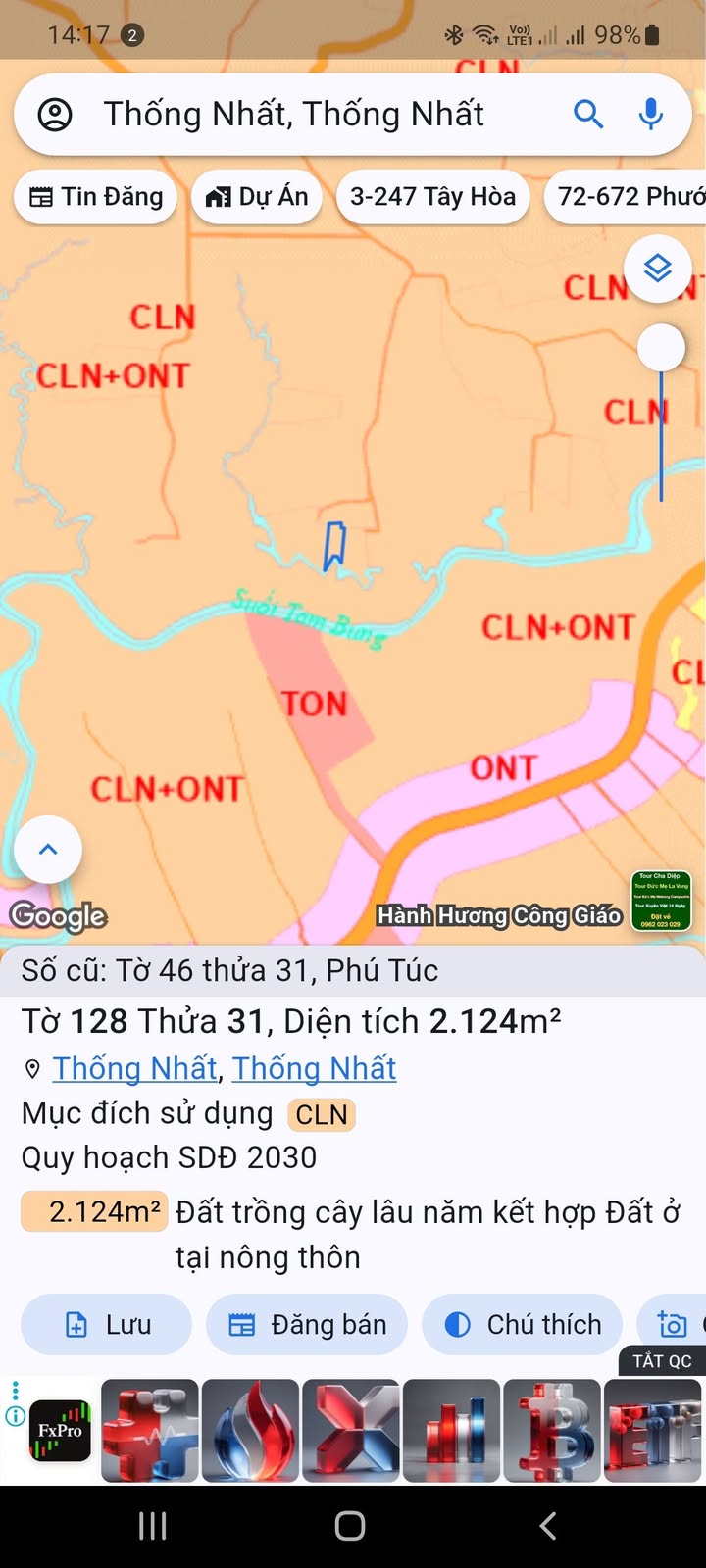Đất thổ cư 7200m² Phú Túc, Định Quán giá 550 triệu - Đường ô tô tới nơi