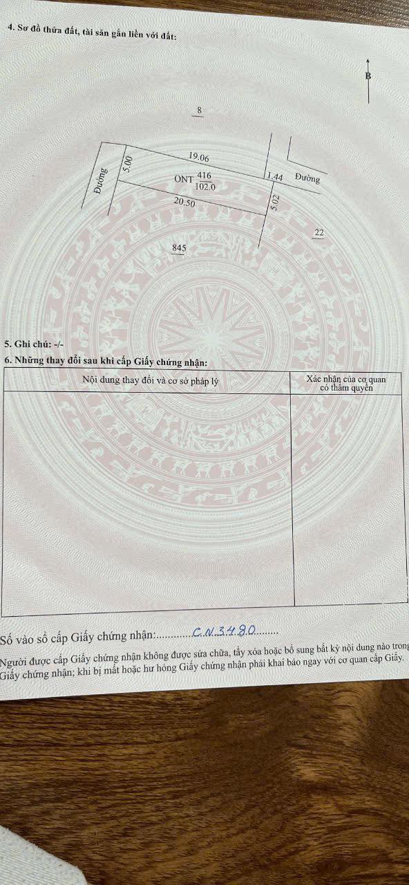 Đất thổ cư Nhữ Thị - Thái Hòa 102m² giá 9xx triệu - Đường ô tô vào tận nơi!