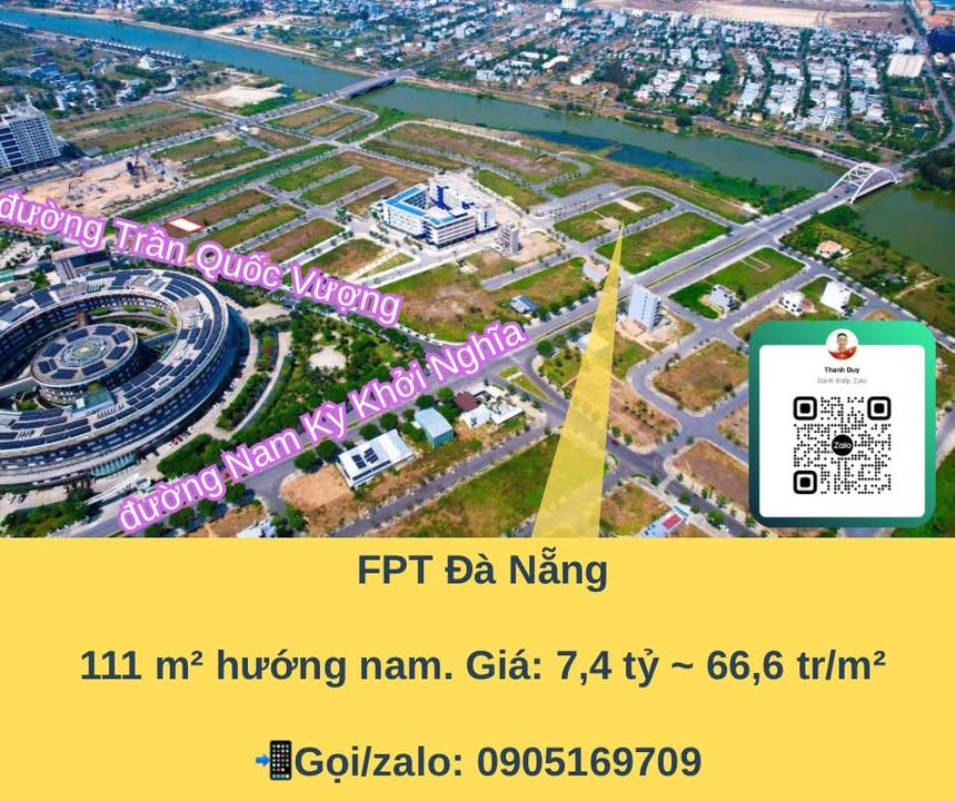 Đất nền FPT Đà Nẵng 111m² giá 7.4 tỷ - Đầu tư sinh lời tiềm năng!
