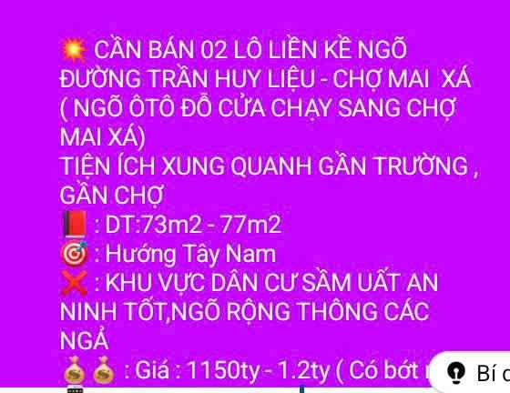 Đất nền bán gấp tại Ngõ Đường Trần Huy Liệu, Nam Định - Giá chỉ từ 1.15 tỷ