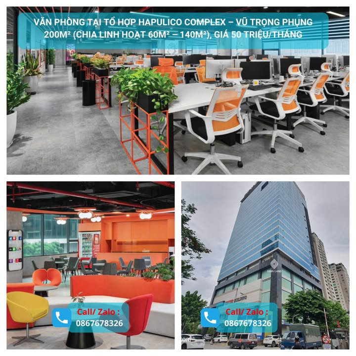 Văn phòng cho thuê tại Hapulico Complex, Thanh Xuân 200m² giá 50 triệu - Đầy đủ tiện ích, an ninh cao!
