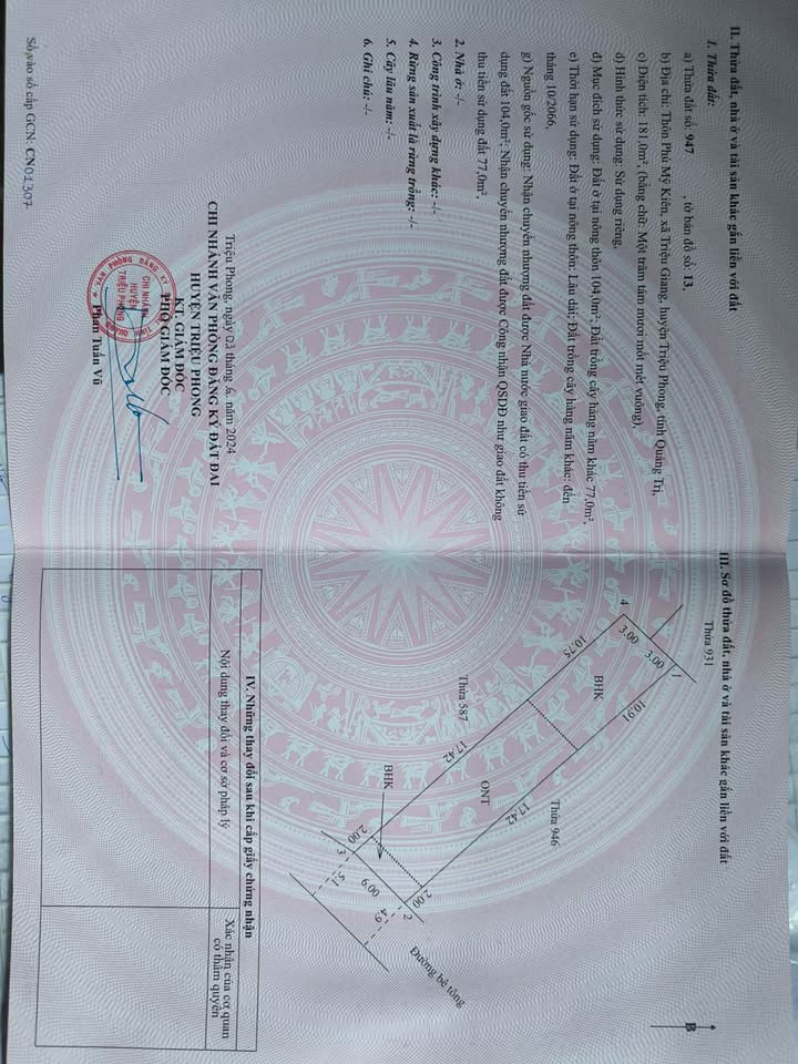 Đất thổ cư 180m² Xã Triệu Ái, Huyện Triệu Phong giá 599 triệu - Chính chủ thương lượng ngay!