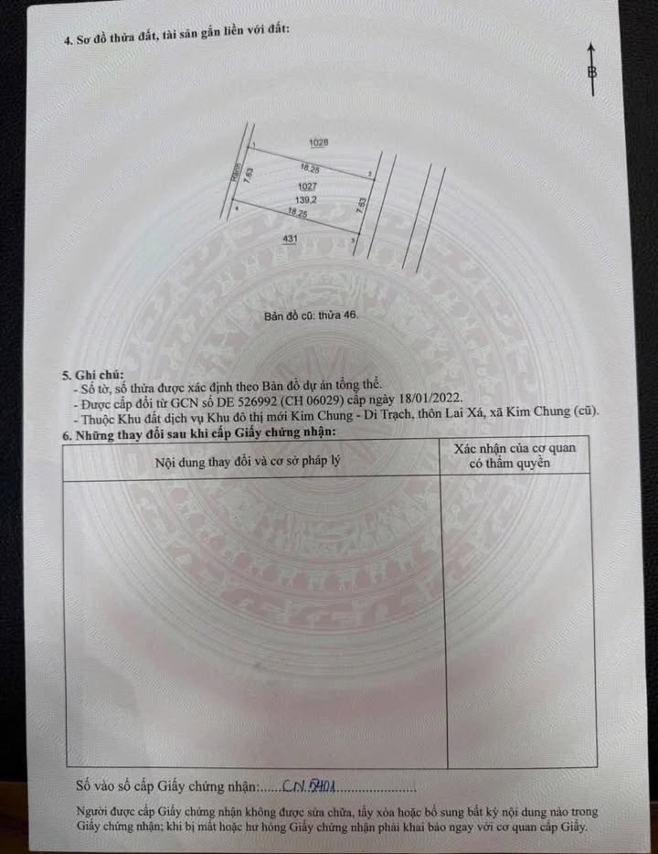 Đất dịch vụ Thăng Long 9 Kim Chung Hoài Đức 139.2m² giá 19.5 tỷ - Vị trí tiềm năng, pháp lý rõ ràng!