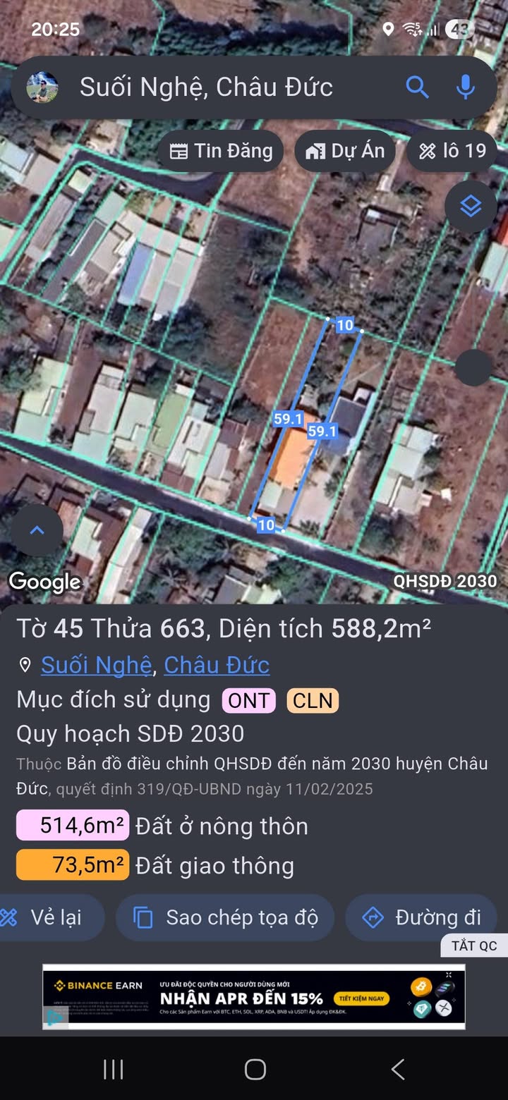 Đất thổ cư Suối Nghệ, Châu Đức 590m² giá 3.5 tỷ - Cơ hội đầu tư hấp dẫn!