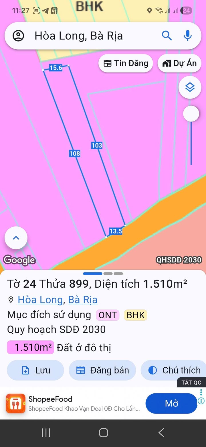 Đất thổ cư Bà Rịa - 1510m² chỉ 6,2 tỷ - Đầu tư sinh lời ngay!