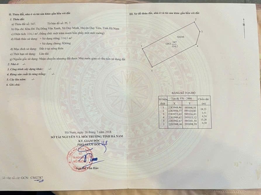 Lô đất khu đô thị Đồng Văn Xanh, Hà Nam 114m² giá 5.248 tỷ - Đầu tư sinh lời ngay!