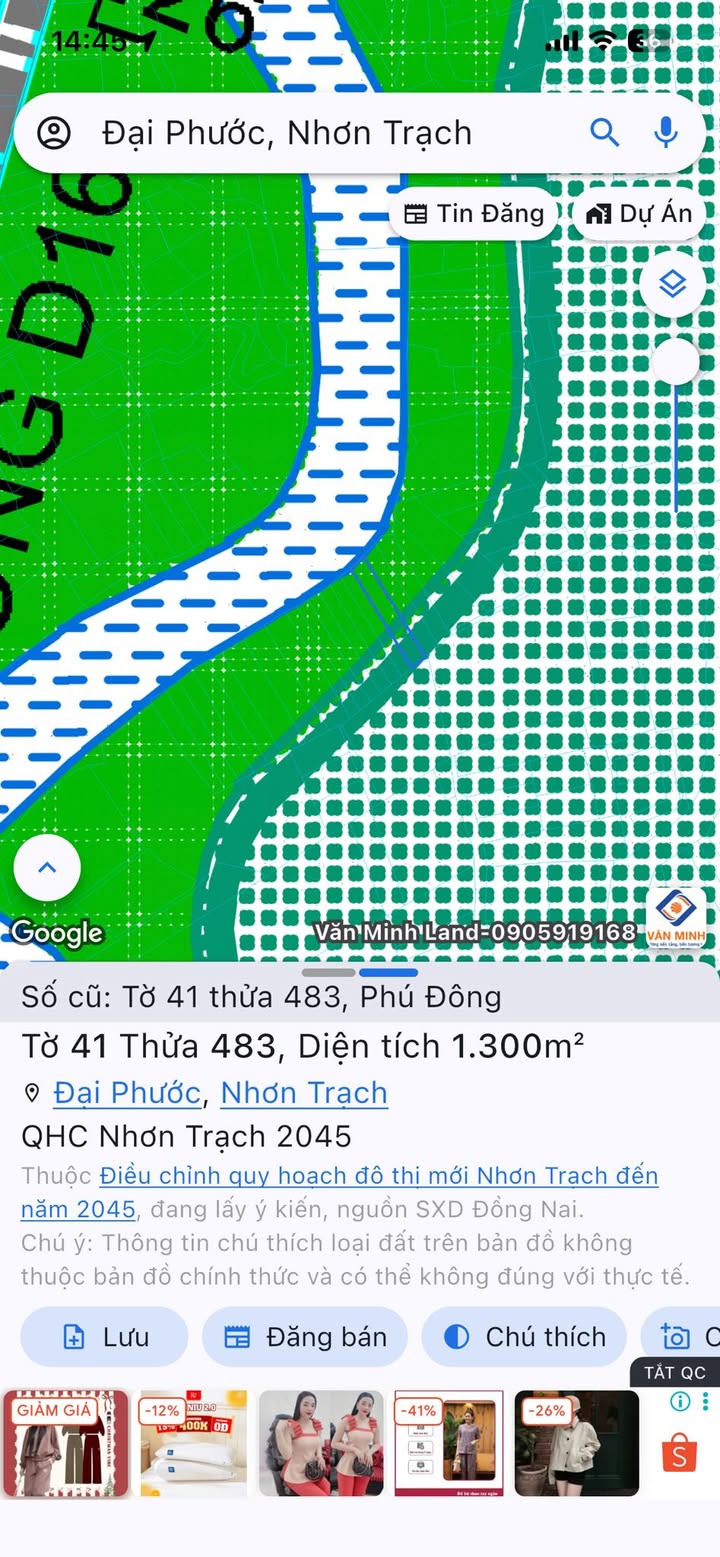 Đất Phú Đông Nhơn Trạch 1000m² giá 1.9 tỷ - Mặt sông lớn, chính chủ bán gấp!