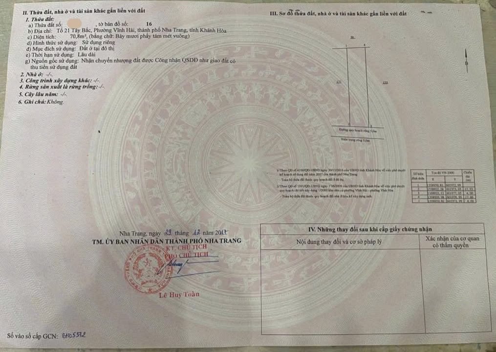 Đất hẻm ô tô thông đường Sư Vạn Hạnh, Vĩnh Hải 70.8m² giá 4.15 tỷ - Đầu tư sinh lời tốt!