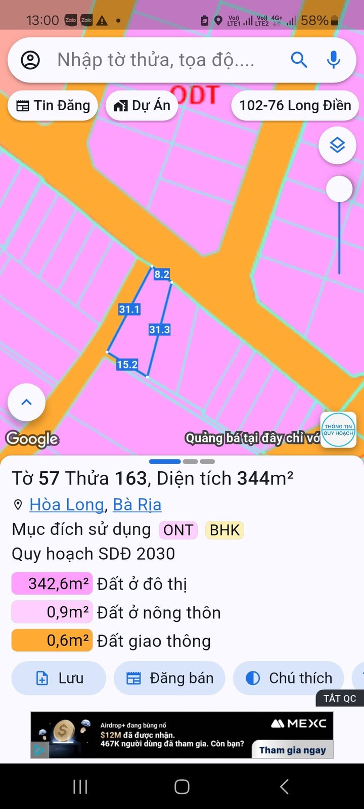 Đất nền Bà Rịa - Vũng Tàu 344m² giá 2.75 tỷ - Đầu tư sinh lời hấp dẫn!