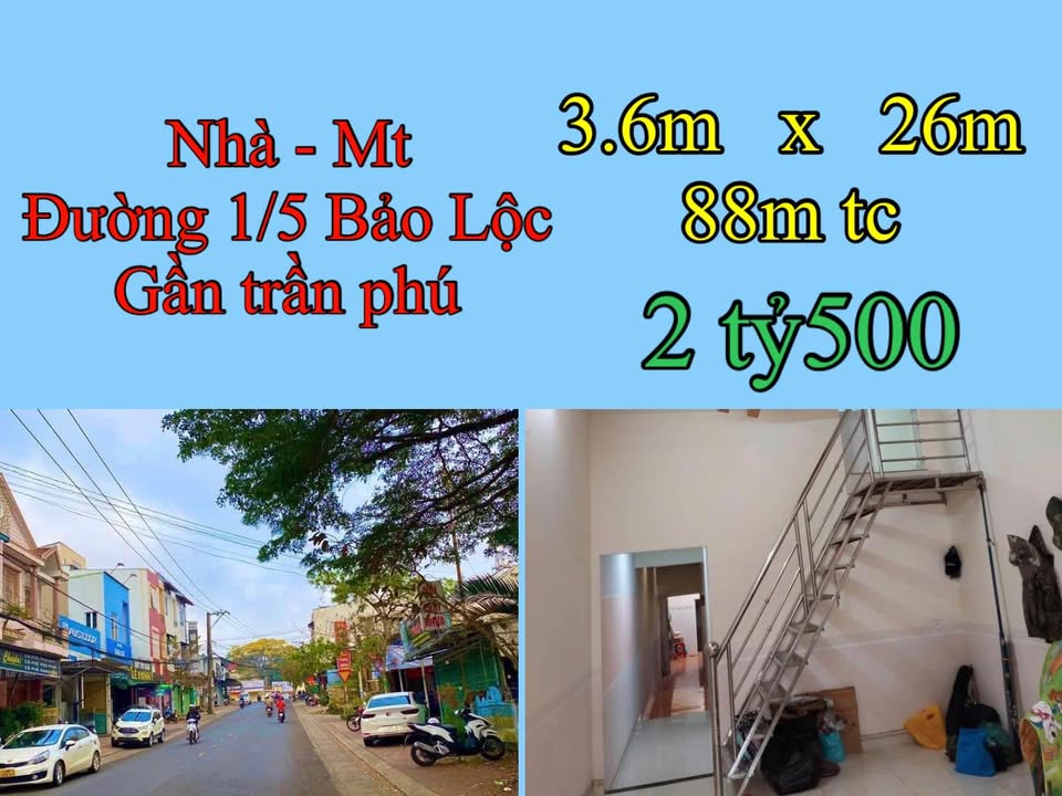 Nhà mặt tiền 1/5 Bảo Lộc 936m² giá 2.5 tỷ - Thiết kế kiên cố, để được 2 ô tô