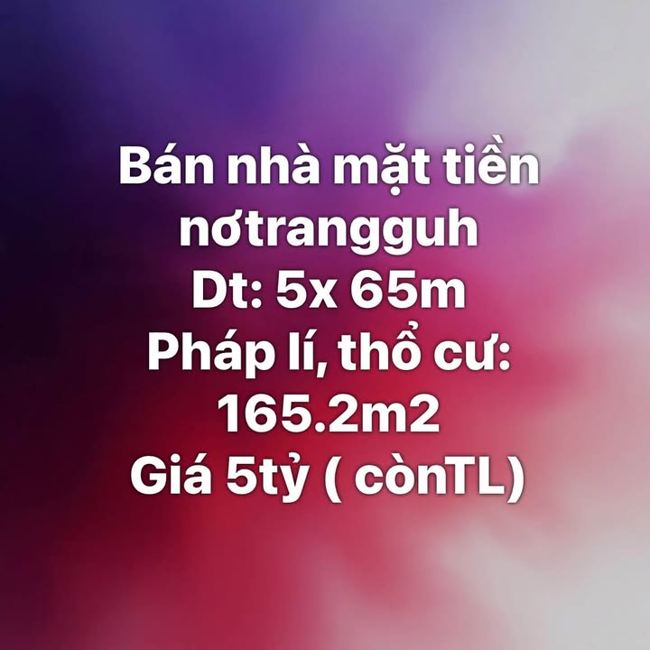 Bán nhà mặt tiền Nơ Trang Gưh, 325m² giá 5 tỷ - Thương lượng ngay!