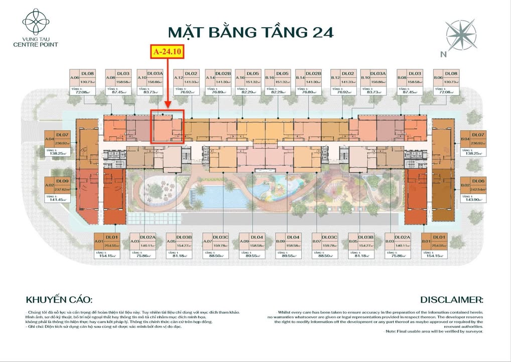 Căn hộ Duplex Penthouse A.24-10 Vũng Tàu 156m² giá 9 tỷ - Thiết kế độc đáo chờ đón bạn!