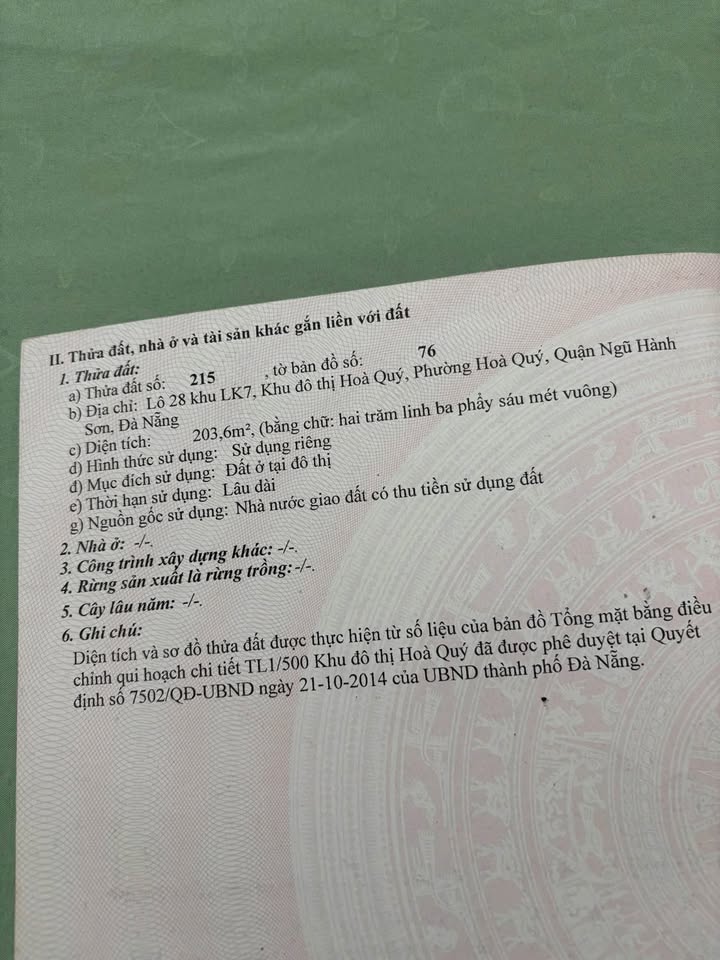 Đất nền KĐT Hoà Quí Đà Nẵng 194.25m² giá 12 tỷ - Lô gốc đẹp, vị trí đắc địa!