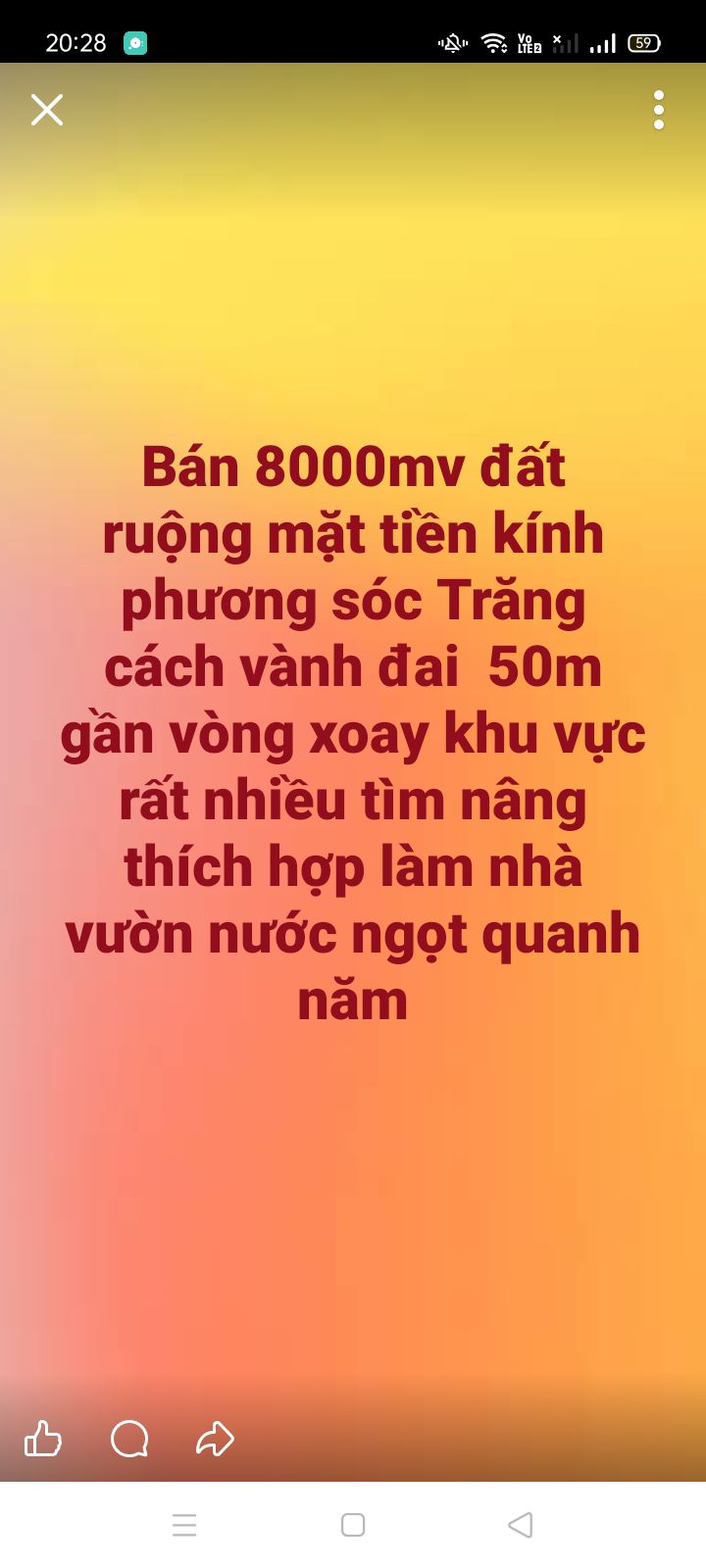 Đất ruộng mặt tiền Kính, Xã Tân Long, Sóc Trăng 1000m² - Cơ hội đầu tư sinh lợi cao!