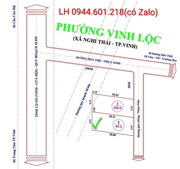 Đất ở Thái Thọ, Vinh 99m² giá chỉ 2,x tỷ - Đầu tư sinh lời bền vững!