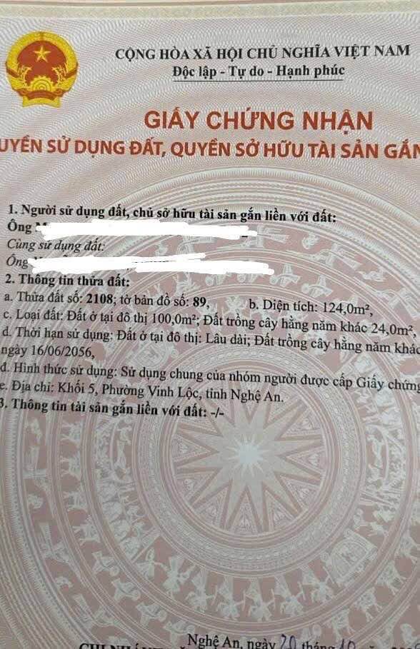Đất nền Nghi Phong 124m² giá 1 tỷ - Đầu tư sinh lời, chính chủ bán!