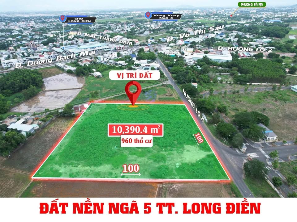 Đất mặt tiền Hương Lộ 8, Long Điền 960m² giá 50 tỷ - Vị trí đắc địa, tiềm năng sinh lời!
