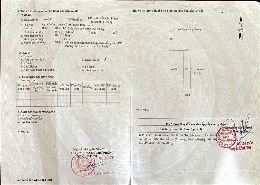 Đất nền 140m² tại Hùng Vương, Chư Prông, Gia Lai - Giá chỉ 2.55 tỷ!