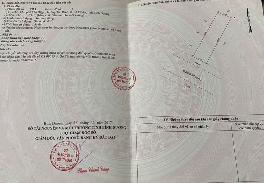 Đất nền khu tái định cư Hố Lang, Tân Uyên 63m² giá 2.55 tỷ - Cơ hội đầu tư tuyệt vời!