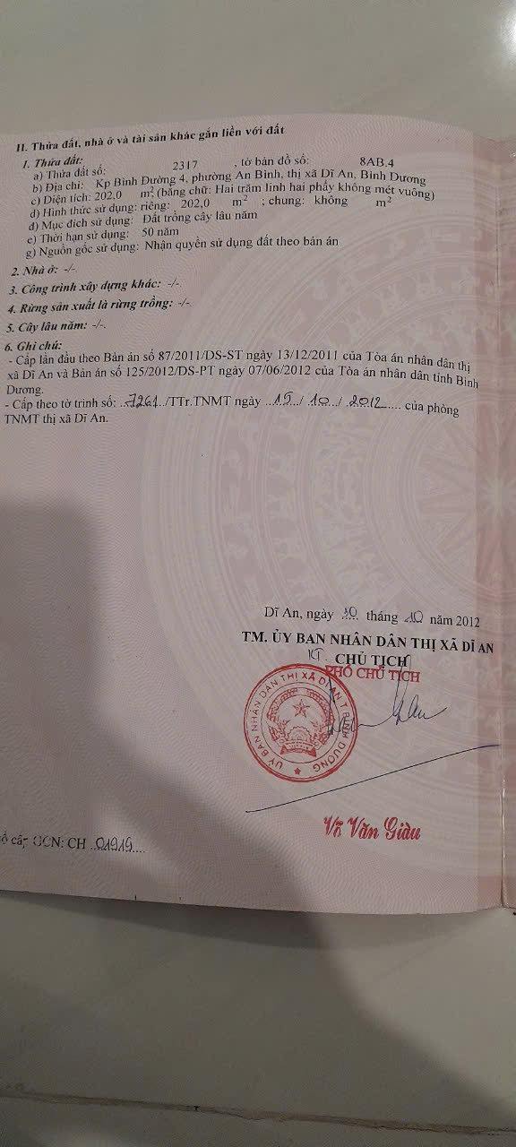 Đất thổ cư 202m² tại Dĩ An giá 5,45 tỷ - Đầu tư sinh lời ngay!