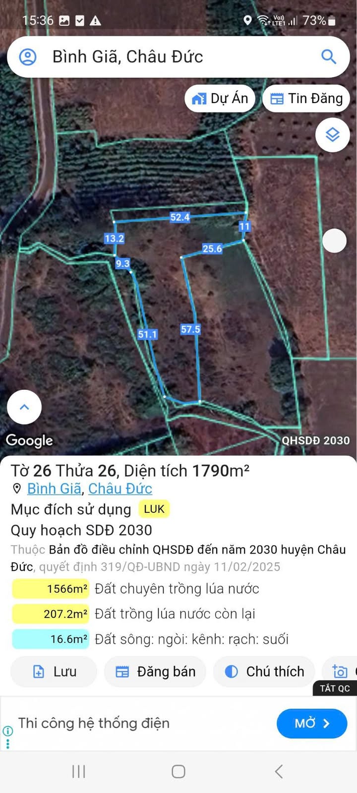 Đất nền Xã Bình Giã 3600m² giá 1.1 tỷ - Chốt nhanh không thương lượng!