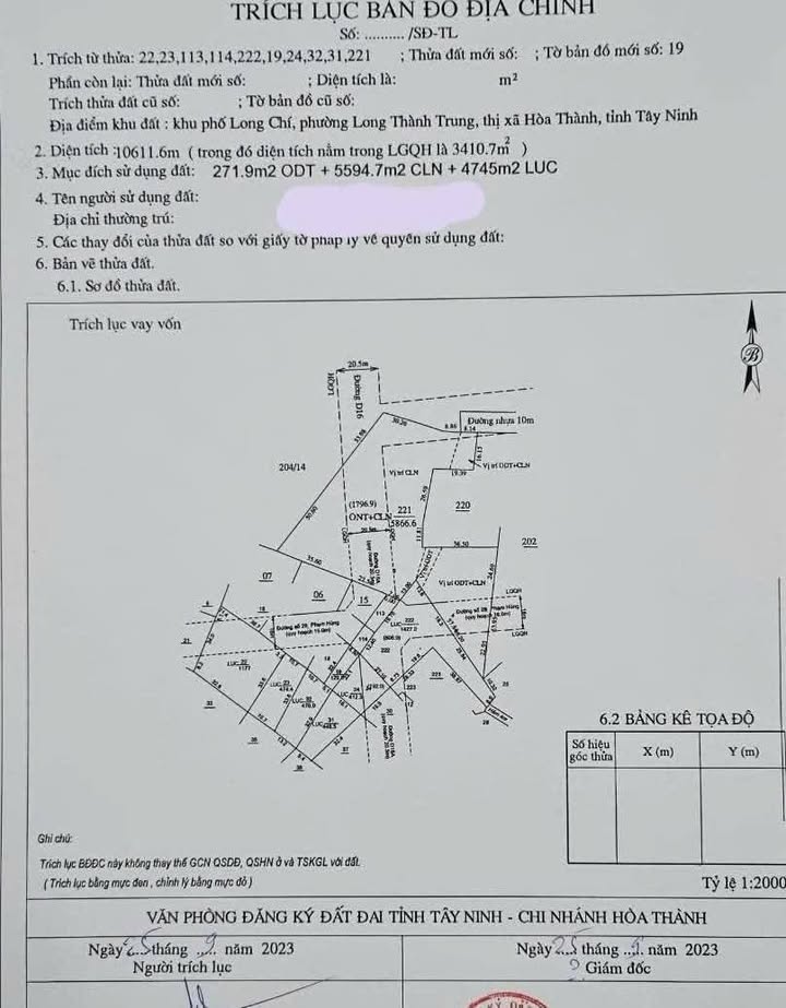 Đất nền 10.000m² tại Phường Hòa Thành, Tây Ninh giá 30 tỷ - Cơ hội đầu tư sinh lời tuyệt vời!