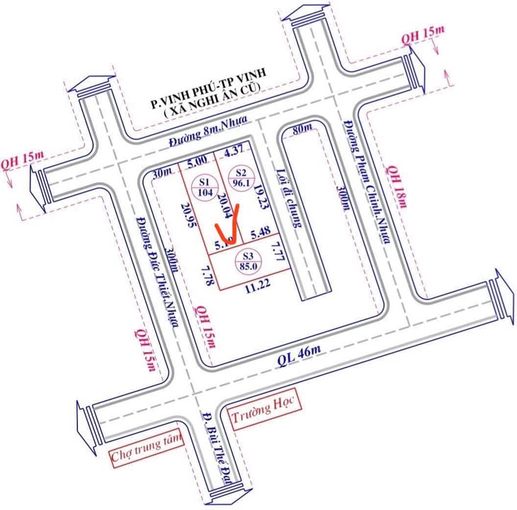 Đất nền Nghi Ân, Vinh 104m² giá 2.8 tỷ - Đường rộng, vị trí đẹp!