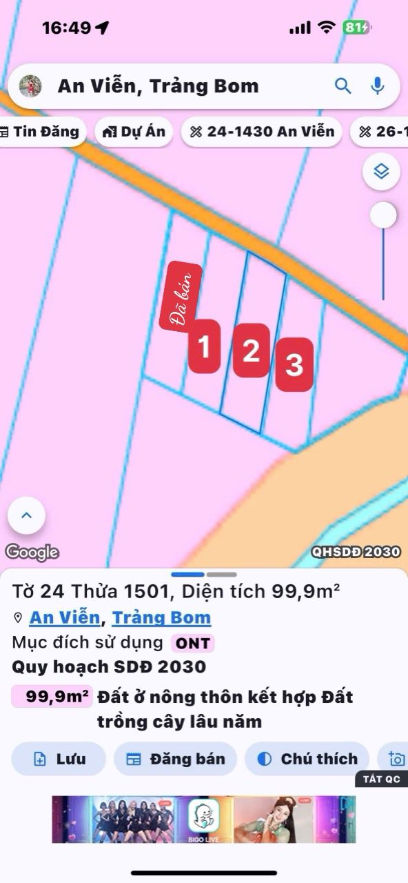 Đất nền xã Đồi 61, Trảng Bom 85m² giá 700 triệu - Cơ hội sở hữu ngay!