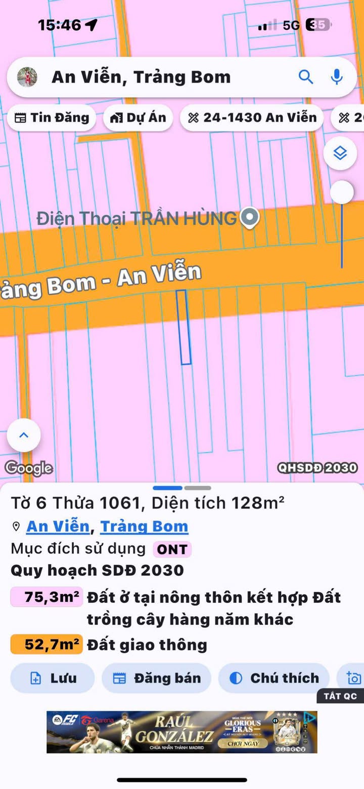 Đất thổ cư 128m² mặt tiền Phùng Hưng, An Viễn chỉ 2.55 tỷ - Đầu tư sinh lời ngay!