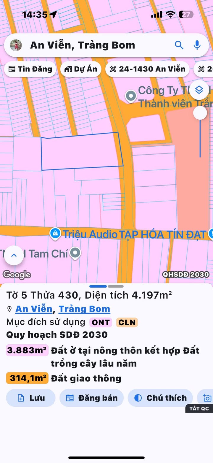 Đất nền xã An Viễn, huyện Trảng Bom 4000m² - Giá tốt, sổ đỏ chính chủ!