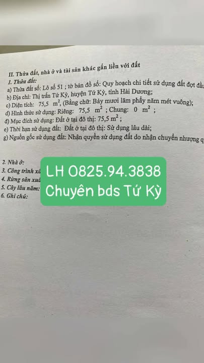 Bán đất đẹp Khu Đô Thị An Nhân, xã Tứ Kỳ 76m² giá 3 tỷ - Đầu tư sinh lời cao!