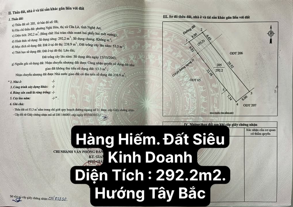 Đất Nghi Hoà, Vinh 292.2m² - Đối diện cáp treo, vị trí kinh doanh đắc địa!