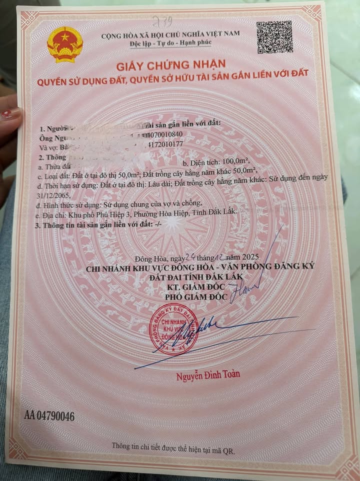 Đất nền góc 2 mặt tiền Phú Hiệp 3, Hoà Hiệp 100m² giá chỉ 830 triệu - Cơ hội đầu tư tuyệt vời!