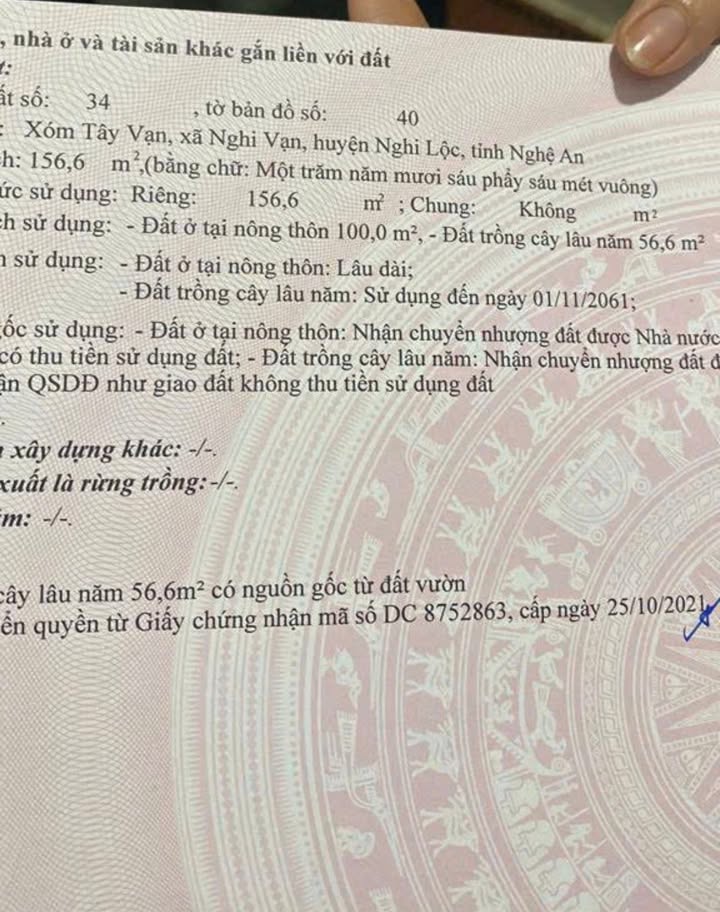 Đất nền xóm Tây Vạn, xã Nghi Vạn 156m² giá chỉ nhỉnh 1 tỷ - Cơ hội đầu tư tuyệt vời!
