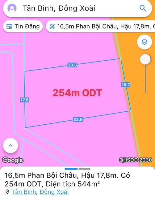 Đất mặt tiền Phan Bội Châu, Tân Bình, Đồng Xoài 495m² giá 7.1 tỷ - Cơ hội đầu tư tuyệt vời!
