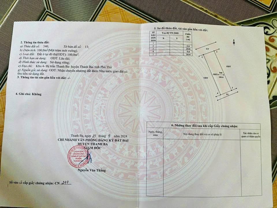 Bán đất Thái An, Thanh Ba 100m² giá 1.2 tỷ - Mặt tiền vuông vắn, vị trí đẹp!