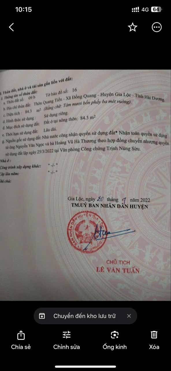 Đất nền xã Quang Đức, Gia Lộc 84m² giá chỉ 8xx triệu - Cơ hội đầu tư tuyệt vời!