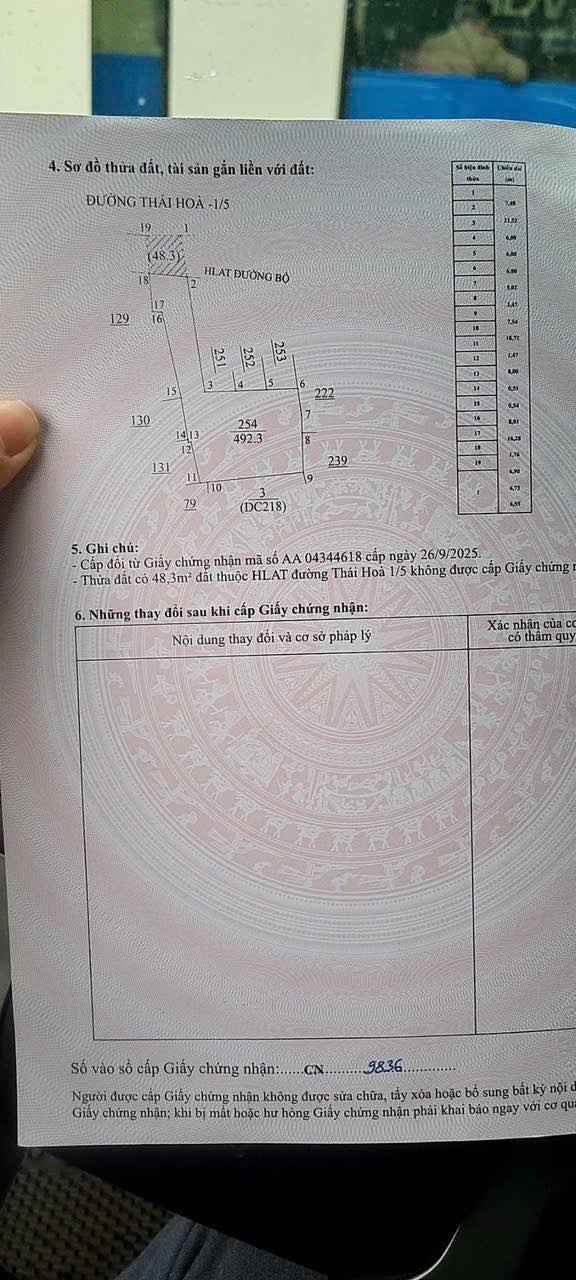 Đất nền Xóm Trung Tâm Thái Hòa 490,2m² - Cơ hội đầu tư hấp dẫn!
