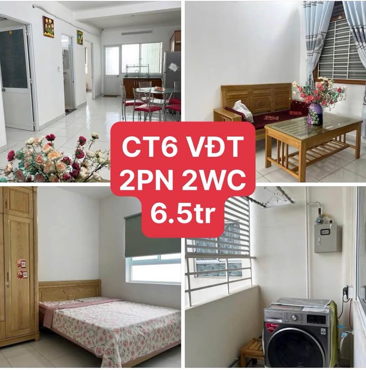 Căn hộ CT6 Vĩnh Điềm Trung 2PN 2WC giá 6.5 triệu - Nội thất đầy đủ, sẵn sàng vào ở!