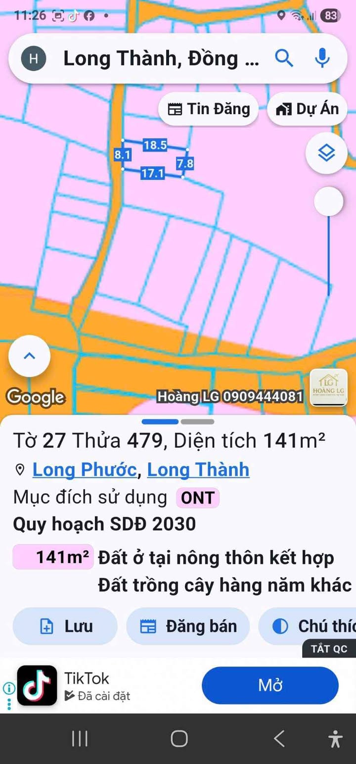 Đất thổ cư 141m² Phước Long, Long Thành, giá 2.2 tỷ - Đầu tư sinh lời ngay!